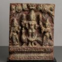 kartikeya with consorts chariot panel